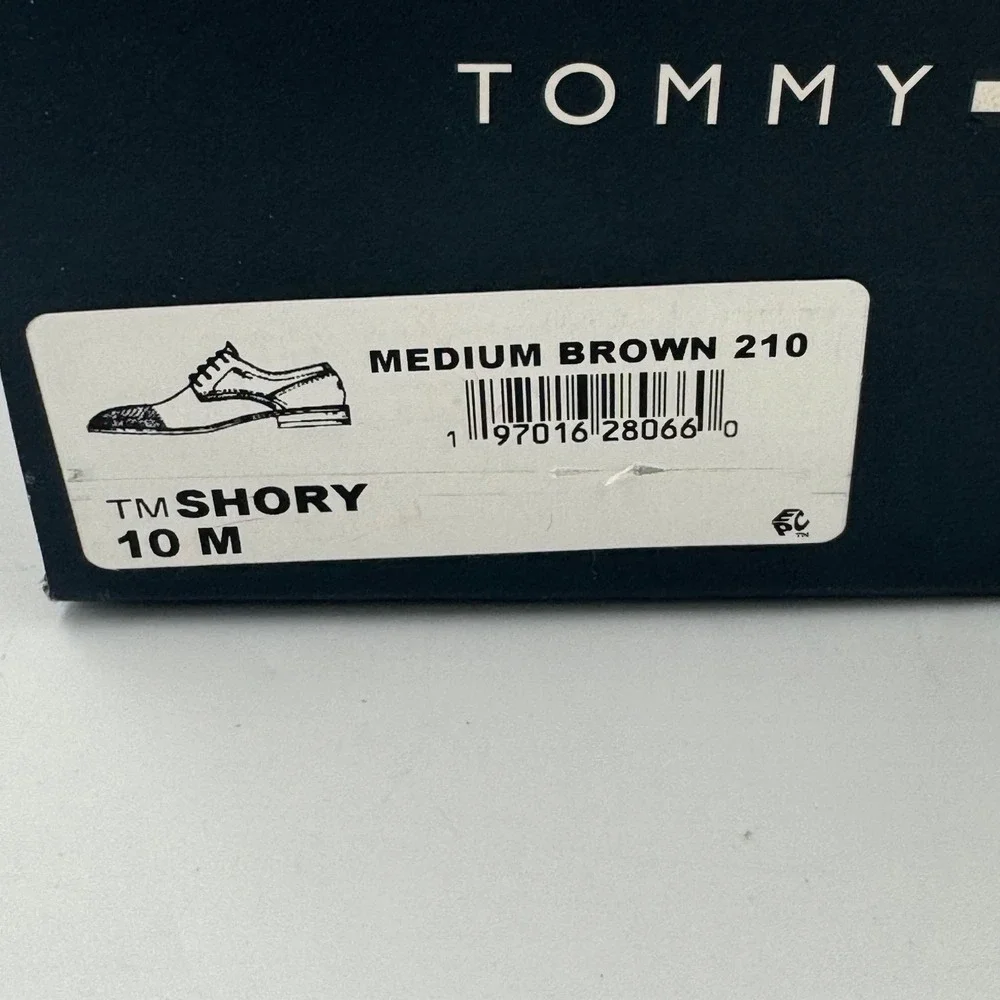 Tommy Hilfiger Shory Dress Shoes Mens 10 Brown Perforated‎ Cap Toe Derby TMSHORY